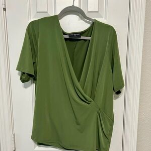 Lane Bryant Olive Green Surplice Blouse